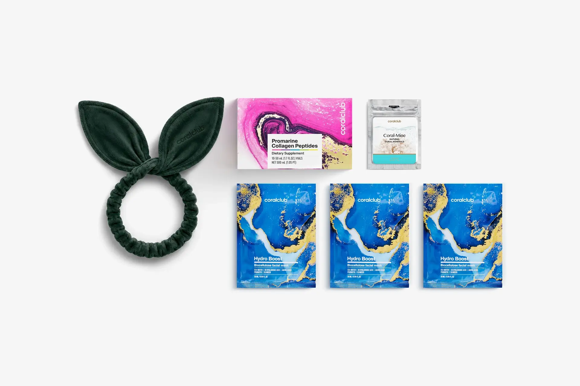 In & Out Starter Pack Promarine Collagen Peptides (10 флаконов) + Hydro Boost Biocellulose Facial Mask (3 шт.)