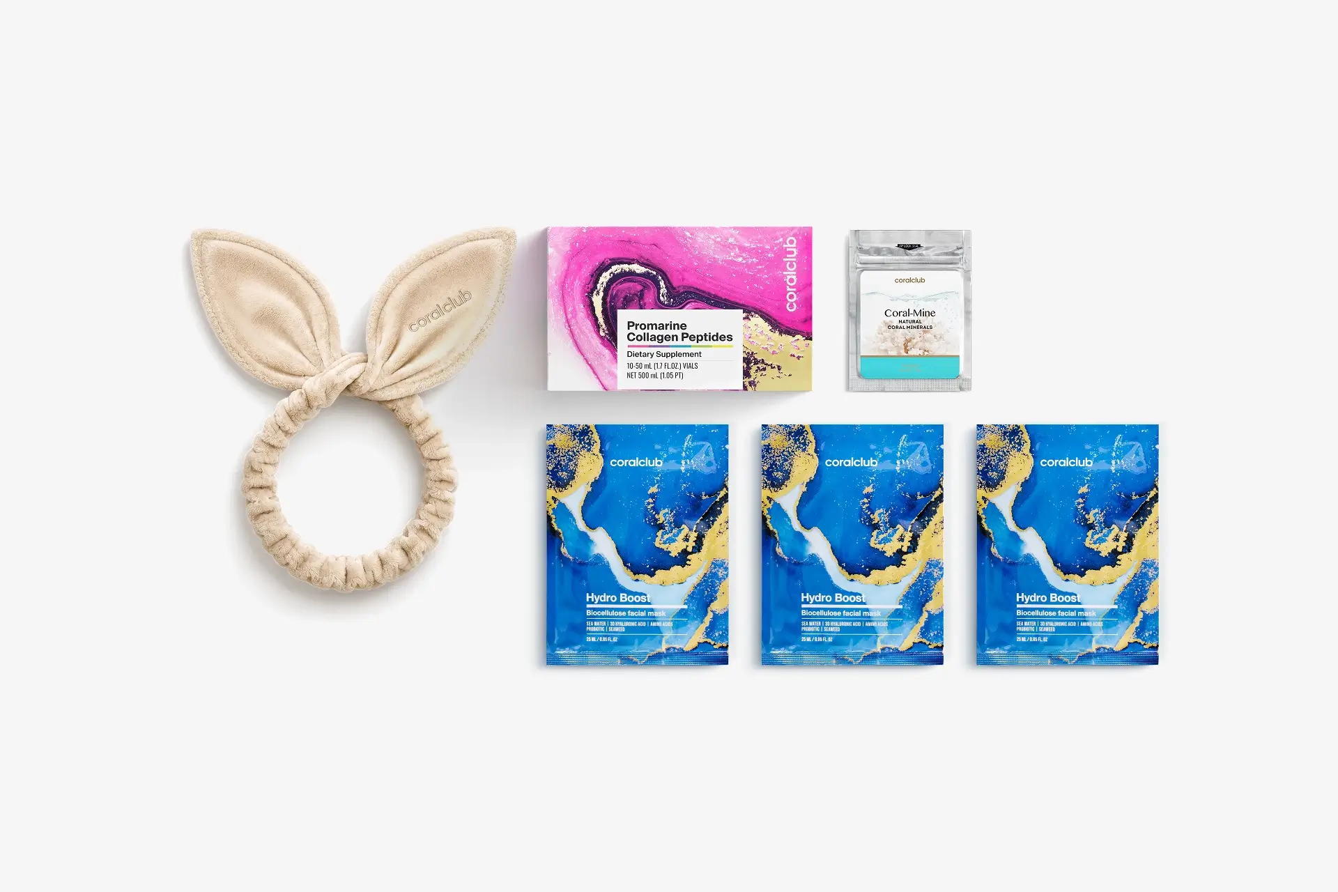 In & Out Starter Pack Promarine Collagen Peptides (10 флаконов) + Hydro Boost Biocellulose Facial Mask (3 шт.)