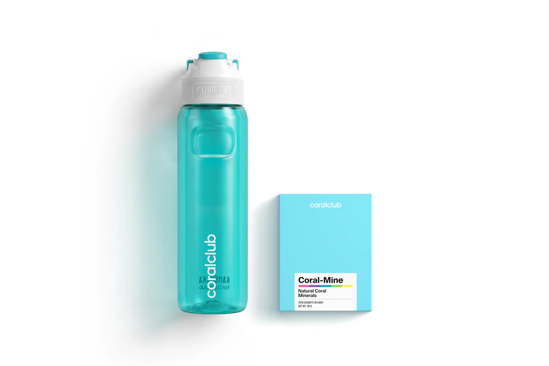 Plastic bottle Kambukka Elton 1000 AQUA + Coral-Mine, 30 sachets 1 g
