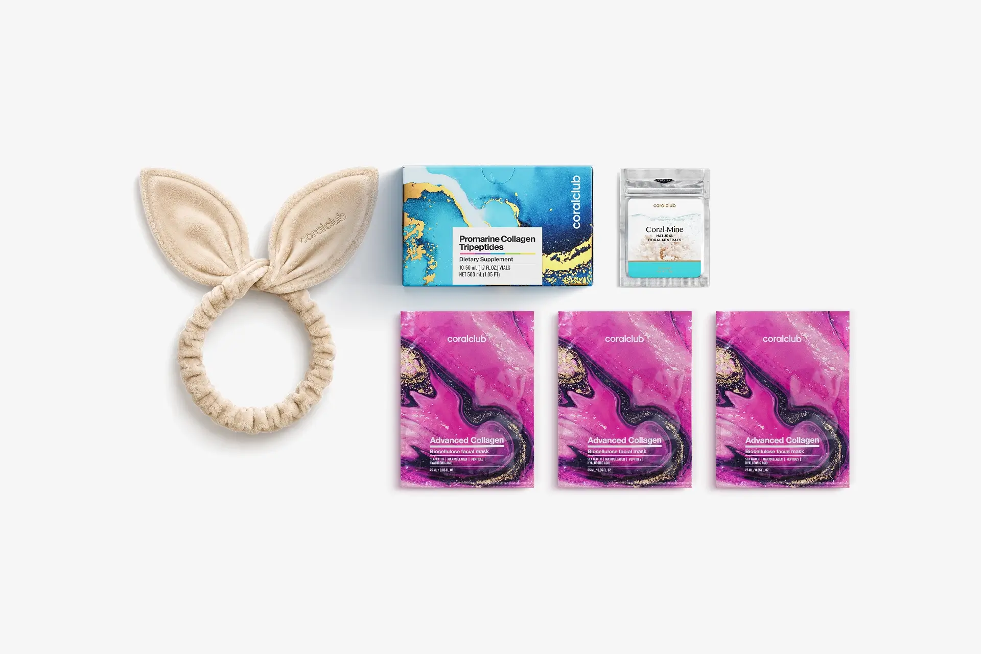 In & Out Starter Pack Promarine Collagen Tripeptides (10 флаконiв) + Advanced Collagen Biocellulose Facial Mask (3 шт.)	
