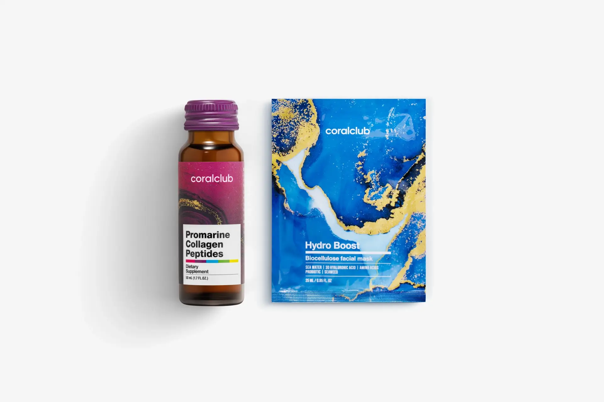 In & Out Mini Set  Promarine Collagen Peptides (1 флакон) + Hydro Boost Biocellulose Facial Mask  (1 шт.)