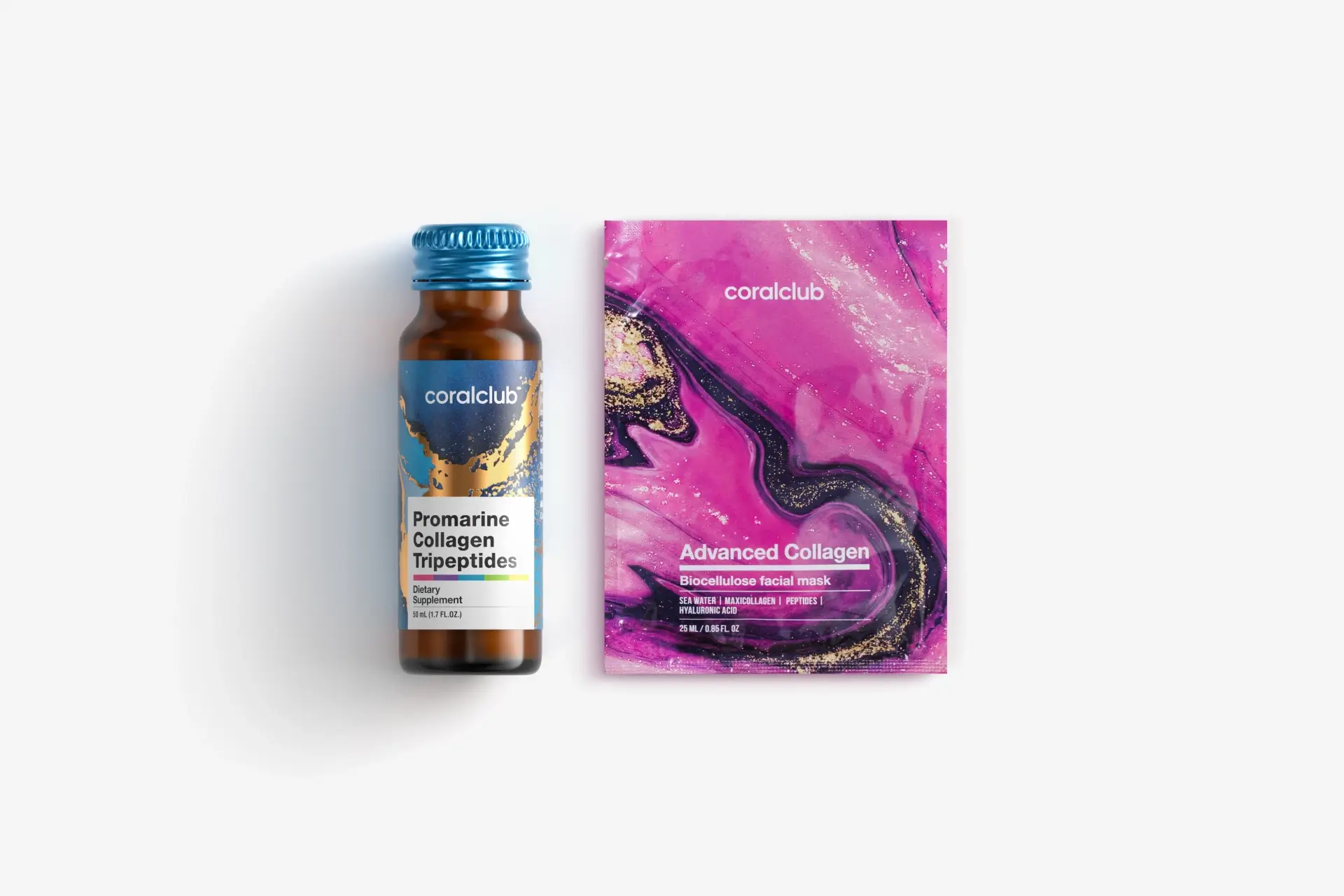 In & Out Mini Set Promarine Collagen Tripeptides (1 флакон) + Advanced Collagen Biocellulose Facial Mask (1 шт.)