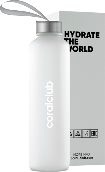 Скляна пляшка Hydrate the World з металевою кришкою