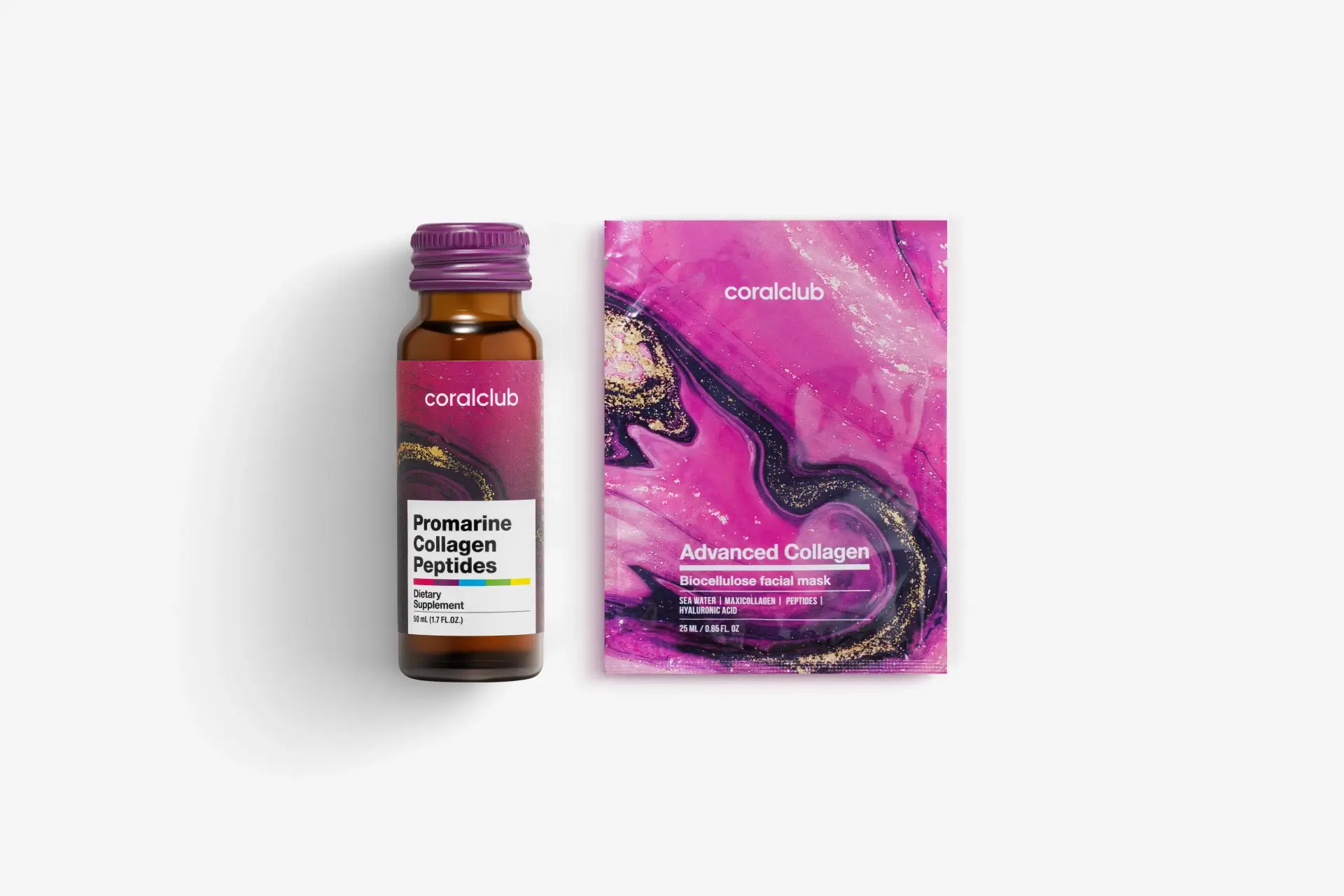 In & Out Mini Set  Promarine Collagen Peptides (1 флакон) + Advanced Collagen Biocellulose Facial Mask  (1 шт.)