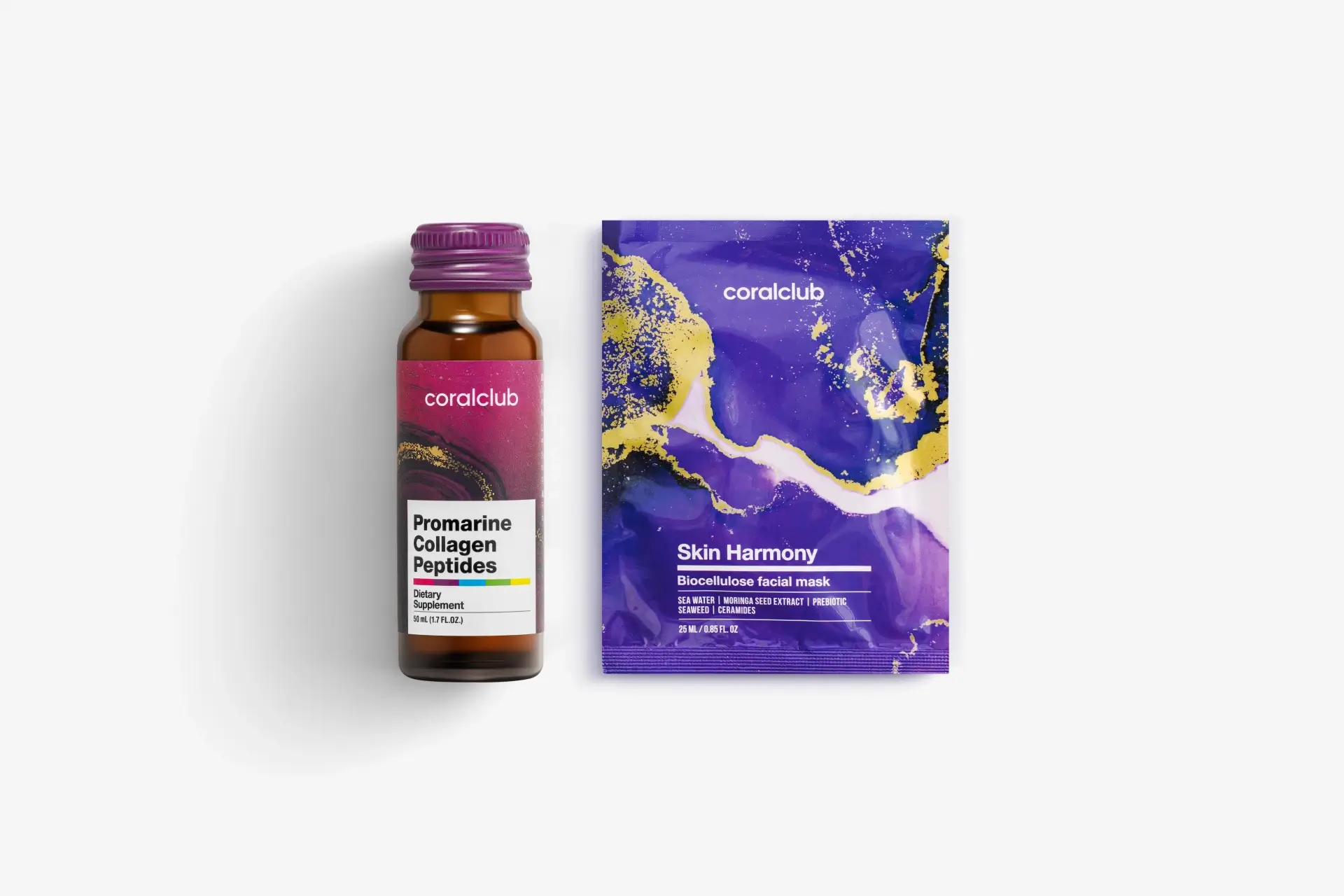 In & Out Mini Set  Promarine Collagen Peptides (1 флакон) + Skin Harmony Biocellulose Facial Mask  (1 шт.)