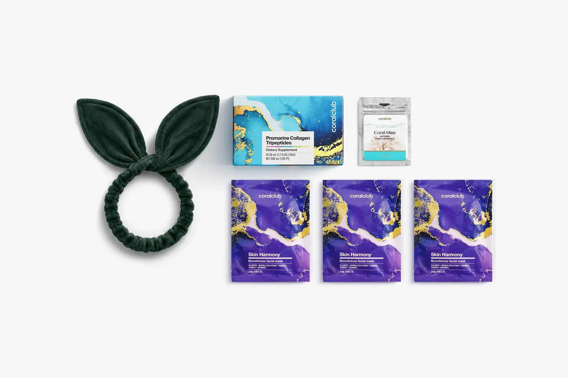 In & Out Starter Pack Promarine Collagen Tripeptides (10 флаконiв) + Skin Harmony Biocellulose Facial Mask (3 шт.)