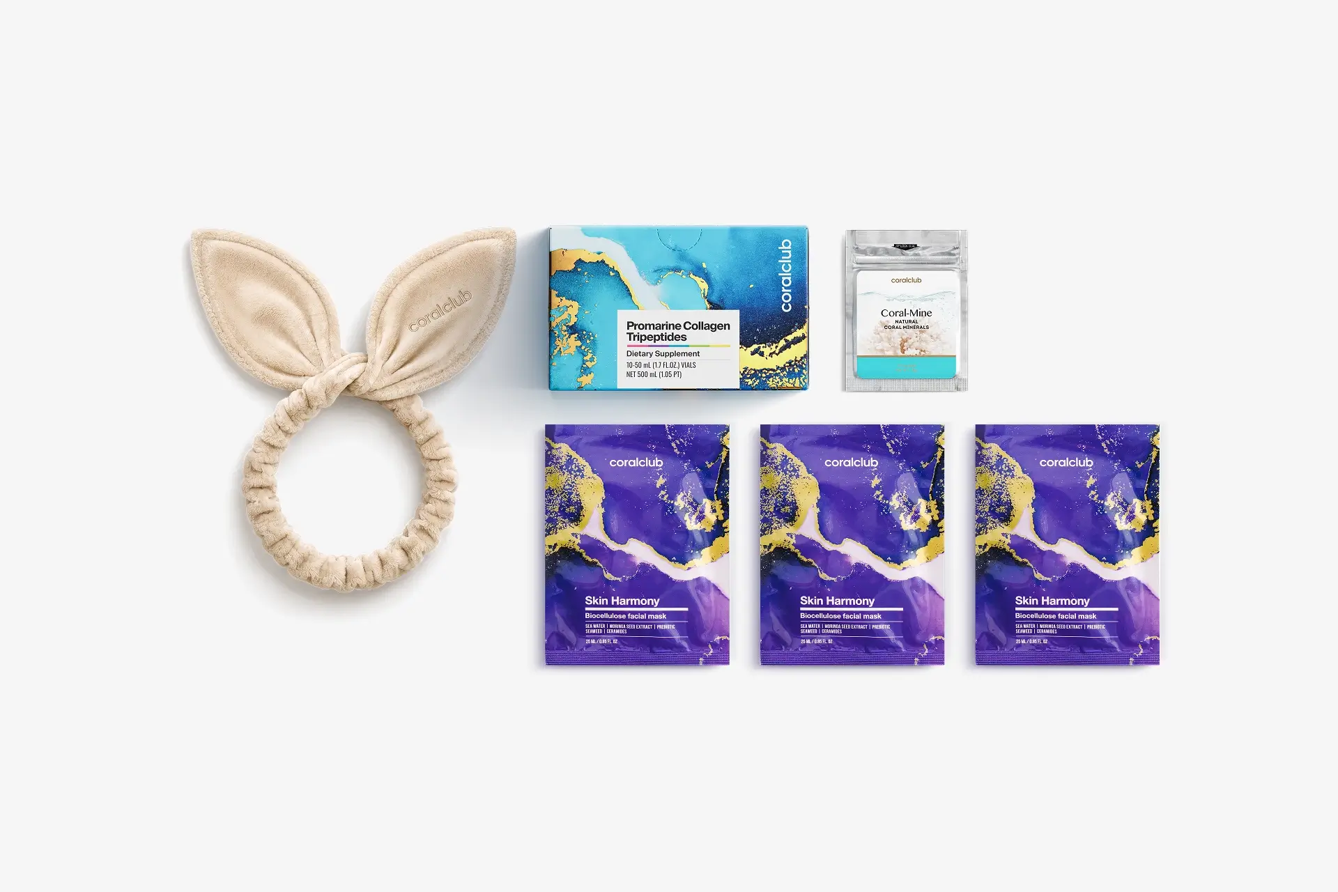 In & Out Starter Pack Promarine Collagen Tripeptides (10 флаконiв) + Skin Harmony Biocellulose Facial Mask (3 шт.)