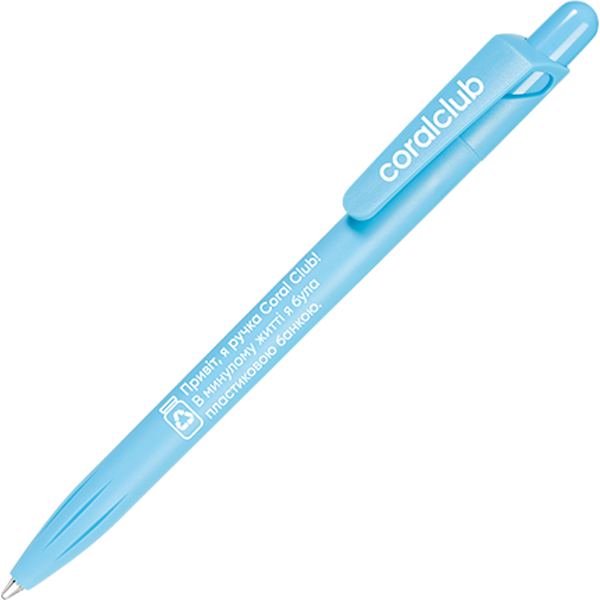 Ручка з переробленого пластику, блакитна